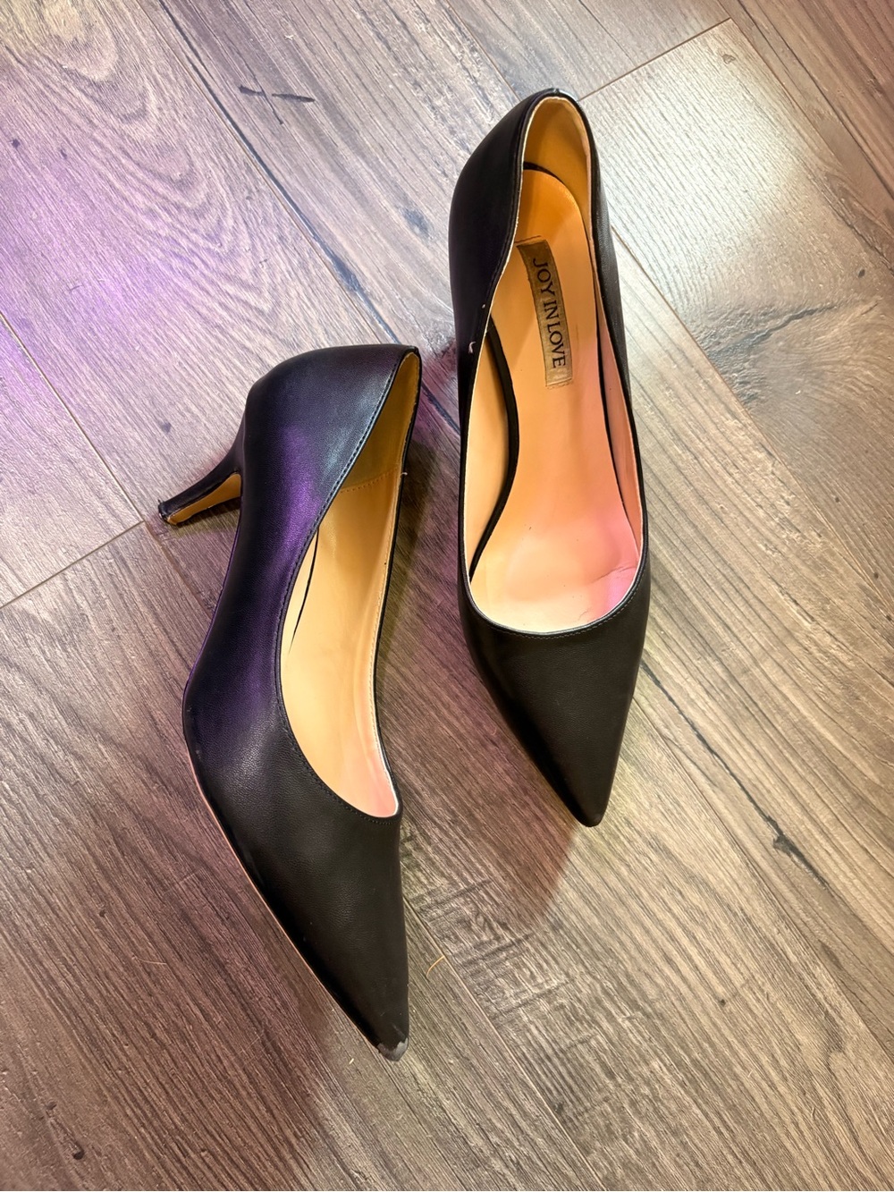 Joy In Love Black Pointed Kitten Heels